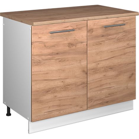 Spülenunterschrank Fame-Line, Goldkraft Eiche/Weiß, 100 cm, AP Eiche, Vicco (1/5)