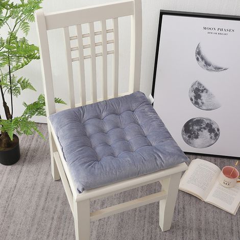 Lot de 4 coussins de chaise/coussins de siège de jardin velours cristal -- gris 4040cm (1/5)