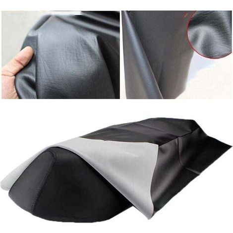 1 Motorradsitzbezug, schwarzer Ledersitzbezug, universeller Ledersitzschutz, wasserdichter und abriebfester Bezug für die meisten Motorräder, 100 cm x 70 cm (1/4)