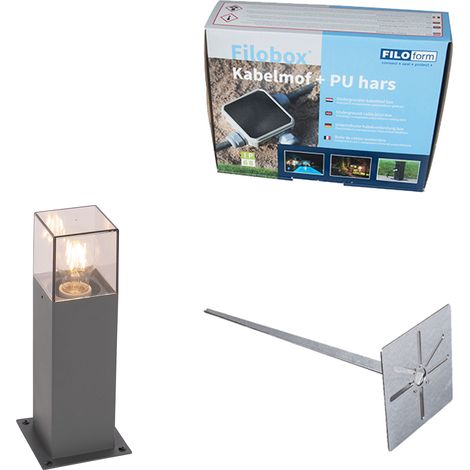 QAZQA denmark - Lampe sur pied extérieur - 1 lumière - L 120 mm - Gris foncé - Moderne - éclairage extérieur