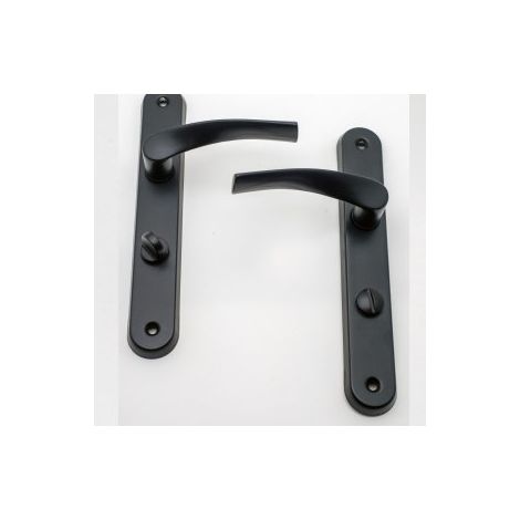 Quincadeco – Poignée de porte coulissante Coralie noir – Aluminium époxy résistant – Entraxe 195mm – Carré 7mm pour portes 38 à 46mm