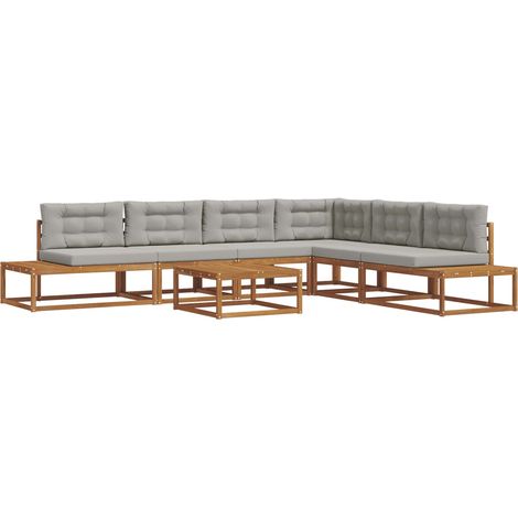 Maison Exclusive - Outdoor-Sofagarnitur Natürlich und Hellgrau