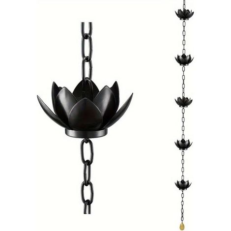 Lotus Rain Regenrinnensammelkette, ersetzt Dachrinnen, Umlenkbecher, Außendekoration (1/4)