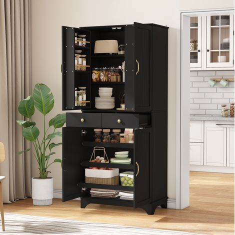 Hochschrank mit Schubladen und verstellbaren Böden MDF OKMYHOME (1/5)