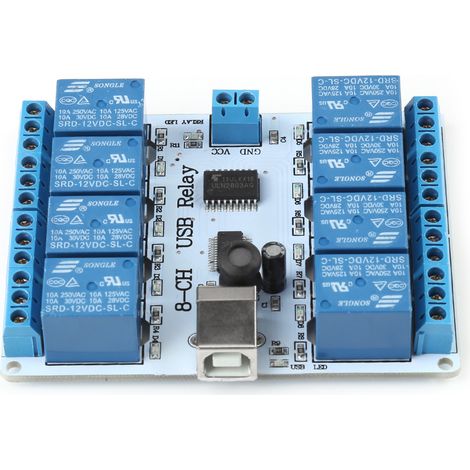 8-Kanal 12VDC Typ B USB-Relaisplatinenmodul-Controller für Automatisierungsrobotik (1/5)