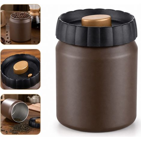 1 Pièce 900 ml Brun Boîte de Conservation sous Vide Pressée Inox 304 10 x 13,7 cm 0,3 kg Café et Thé Cuisine Domicile Placard (1/5)