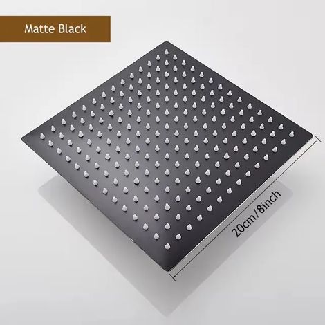 (8 Noir mat) Pommeau de douche cascade haute pression en acier inoxydable noir, argent et doré, pour salle de bain avec grand débit et pression accrue. (1/5)