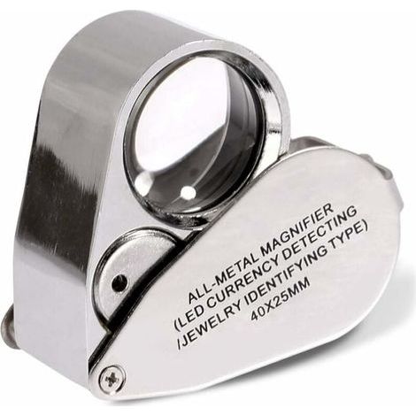 Lupa de joyero de 40 aumentos, lupa plegable para la visualización de joyas con luz LED iluminada (reconocimiento de billetes LED / tipo lupa de joyero), (1/5)