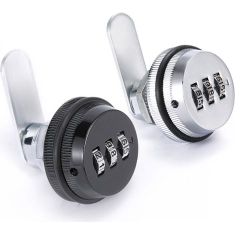 (Pack de 2) Serrure de Combinaison à 3 Chiffres Verrouillage du Mot de Passe Serrure à Came Sans Clé - Alliage de Zinc Chromage Serrure de Sécurité Codée pour Tiroir Casier Boîte Placard Porte-argent (1/4)