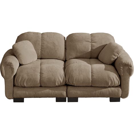 FurnitureR Canapé de 190 cm en chenille douce avec mousse dense, assises matelassées et 2 coussins mobiles pour le salon (1/5)