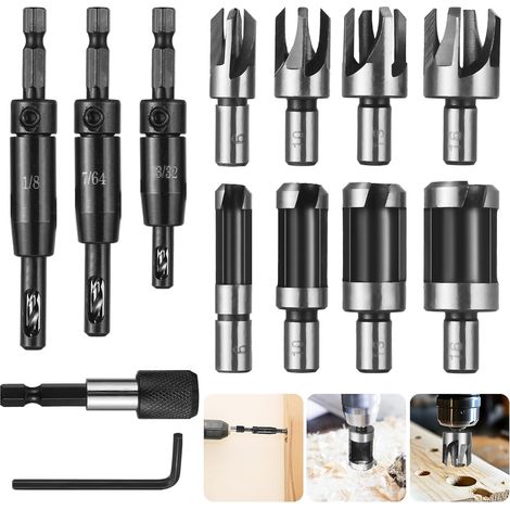 Bohrersets, 13 Stück Scharnierbohrer Set, Selbstzentrierende Bohrer Set, Zentrierbohrer Lochöffner-Set für Holzarbeiter für Scharniere, Griffe, Schubladen, Schrank, Holzbearbeitung (1/5)