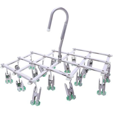 Cintre anti-gouttes en inox, 18 pinces, pliable, coupe-vent, vert – DELKEVIC (1/5)