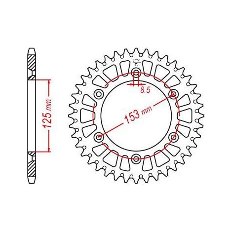 Couronne Alu TT Honda Rouge - 520 - 51 Dents - Similaire JTA210 - Made in Germany Trous Fraisés (1/3)