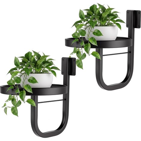 Support Mural Plantes Lot de 2, supports métalliques suspendus, supports modernes pour plantes d'intérieur adaptés au balcon, au salon et à la terrasse (1/5)