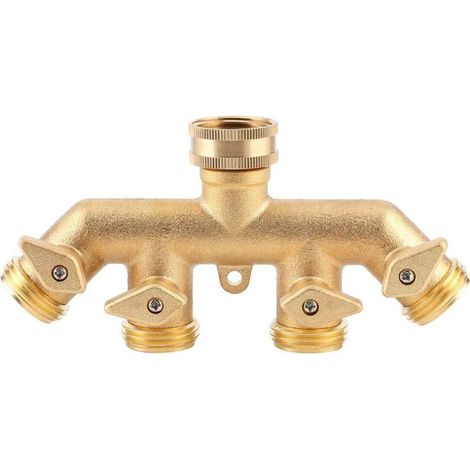 Divisore per tubi, separatore per tubi da giardino in ottone a 4 vie, adattatore per tubi, valvola a sfera, connettore per rubinetto dell'acqua.