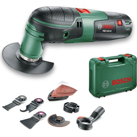 Bosch Multifunktionswerkzeug PMF 220 CE Set (220 Watt, für Starlock Zubehör, 6tlg. Schleifpapierset, 9 Zubehörteile)