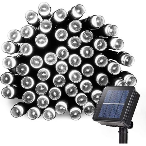 12M 100LED Guirlandes Lumineuses Solaires 8 Modes Étanche Blanc Lumière Guirlande Lumineuse Extérieur Décoration pour Jardin Terrasse Balcon Fenêtre Clôture Arbre Noël Mariage Fairy Lights