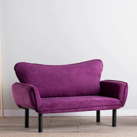 Sofá Cama 2 Plazas Mindulle, Reclinable, con Brazos, Asientos para 2, 140x65 cm Violeta (1/4)