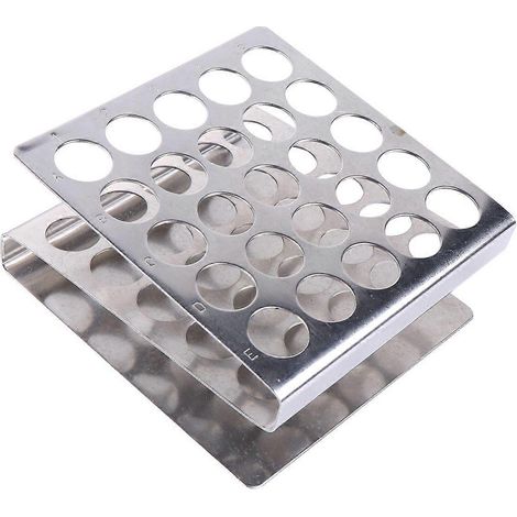 Support métallique pour tubes à essai en forme de Z, 25 orifices de ventilation, pour fournitures et accessoires de laboratoire scolaire (argenté) (1/4)
