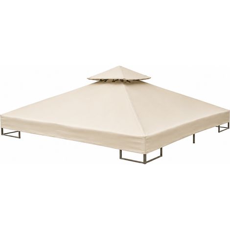 Telo Ricambio Gazebo 3x3 Metri Poliestere Con Air Vent Traspirante Protezione Sole Agenti Atmosferici Per Giardino Patio Terrazza 300 X 300 Cm Beige