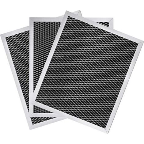 Compatible with the Broan 97007696 / 6105C / Whirlpool W10355450 cooker hoods. Aluminum filter screen 265 x 220 x 9 mm, 3-pack, washable and highly efficient.