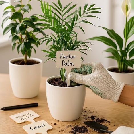 10 Etiketteneinsätze Gartenschilder Pflanzenetiketten T förmige Holzetiketten Pflanzendekoration für Kräuter, Blumen, Gemüsepflanzen, Sukkulenten (1/2)