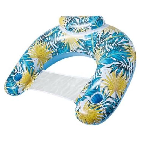 Fauteuil flottant gonflable pour piscine  Canapé-lit en PVC  Avec porte-gobelet  Idéal pour les fêtes à la piscine, la plage, le lac, la mer, le bronzage et le farniente au soleil (adultes, hommes et  (1/5)