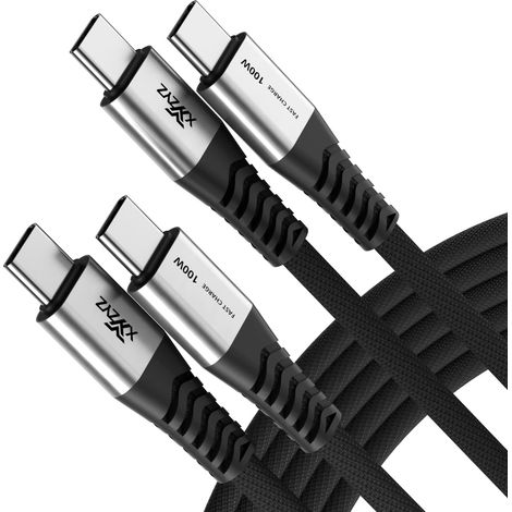 2x USB C AUF USB C SCHNELLLADEKABEL SCHWARZ 100W 20V 5A 2M (1/3)