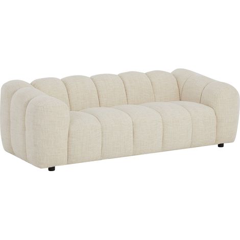Divano 3 posti in tessuto ciniglia beige - NELIMAR (1/4)