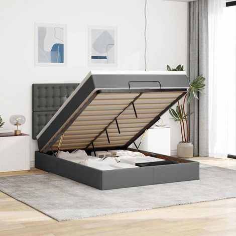 Ottoman-Bett mit Matratze Dunkelgrau 140x200 cm Stoff (1/5)