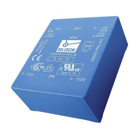 Block FL 18/12 Transformador 18 VA 2 x 12 V AC