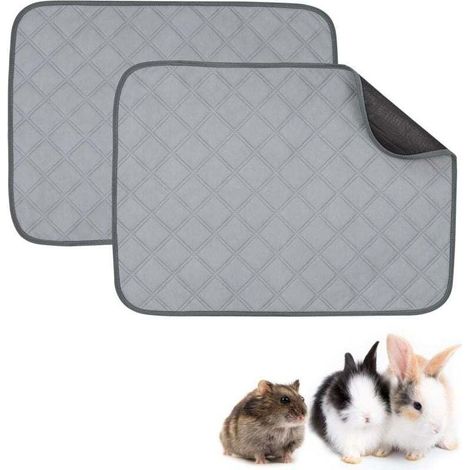Tapis de propreté imperméable et antidérapant en polaire lavable pour cages à cochons d'Inde (60 x 45 cm, gris) (1/4)
