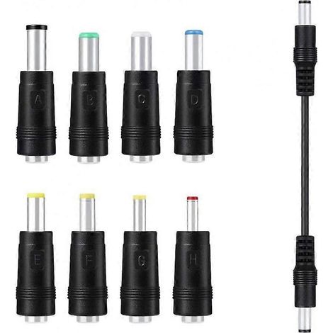 Câble d'alimentation DC5,5 x 2,1 mm mâle-mâle de 23 cm avec 8 adaptateurs pour haut-parleur (1/4)