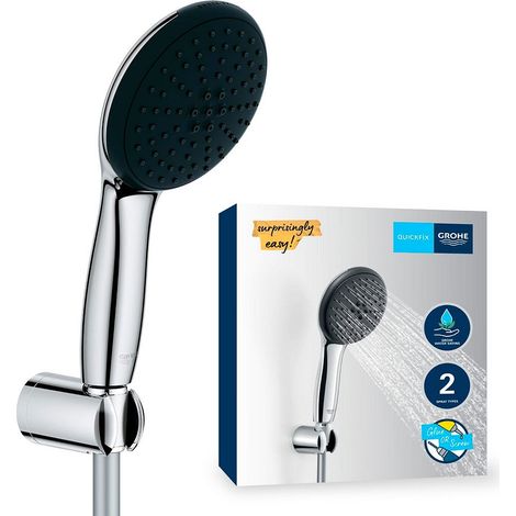 Conjunto de ducha serie vitalio star 110 con mango 2 funciones + flexo 1,75 cm + soporte pared