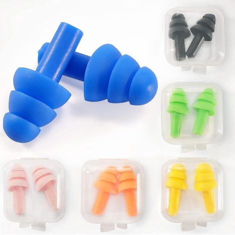 lot De 12 Bouchons D'oreille En Silicone Souple, Bouchons D'oreille Antibruit Avec Tui, Rutilisables Pour La Protection Auditive Du Sommeil, La Na (1/5)