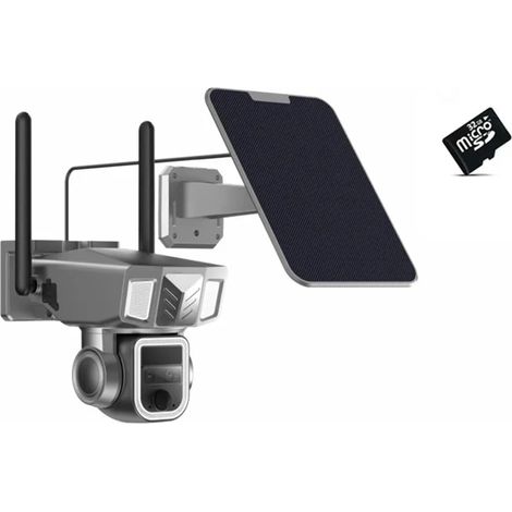 Caméra de sécurité à Domicile 4MP 4G sans Fil 20X Zoom caméra Solaire 4MP Trois lentilles Panneau Solaire détection Humaine PTZ caméra de sécurité caméra étanche(4G Add 32GB Card) (1/5)