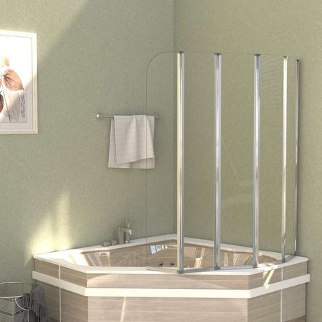 Enclos de bain 120x140 cm Verre trempé Transparent (1/5)