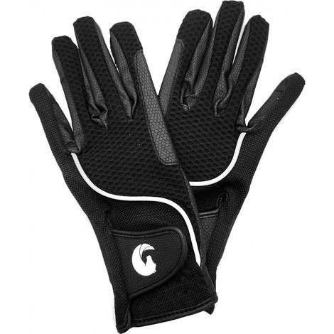 Coco Equestrian Black (L) Breathable 3D Mesh Synthetic Leather Horse Riding Gloves