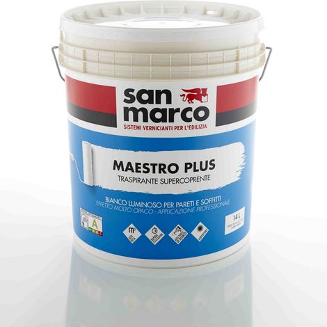 Maestro plus pittura traspirante per interni bianca conf. 14 lt