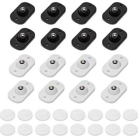 16 Pcs Mini Roulettes Autocollantes, Roulettes Pivotantes Auto-adhésives à 360 Degrés pour Petits Meuble Autocollantes Petit Roulette à Bille pour Poubelle appareils de cuisine noir et blanc (1/5)