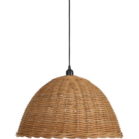 Lámpara colgante de ratán con pantalla de cúpula tejida estilo boho rústico natural Bengo