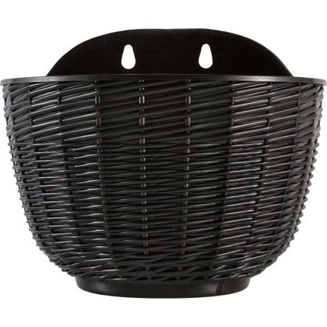 Zwei halbrunde wandmontierte Blumentöpfe mit Rattanmuster Diese Hängeblumentöpfe im Vintage-Stil sind platzsparend und eignen sich für Zimmer und (1/5)