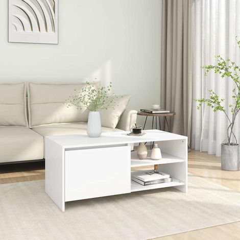 809827 vidaXL Coffee Table White 102x50x45 cm Engineered Wood (1/5)