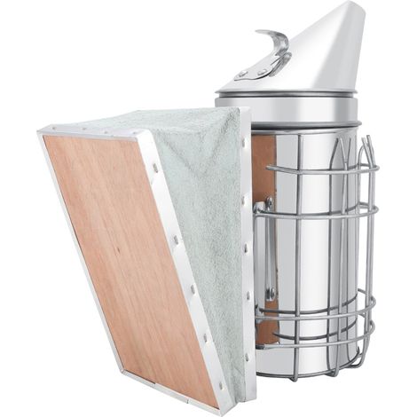 Fumoir manuel en acier inoxydable pour abeilles, outil apicole avec protection thermique (1/5)