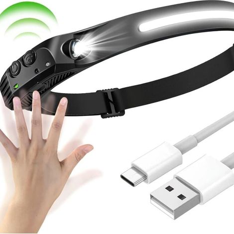 Lampada frontale a LED ricaricabile per esterni Ulisem - Lampada frontale USB leggera, lampada frontale in silicone, luce da lavoro portatile, luce da corsa per esterni, torcia impermeabile per la cor (1/4)