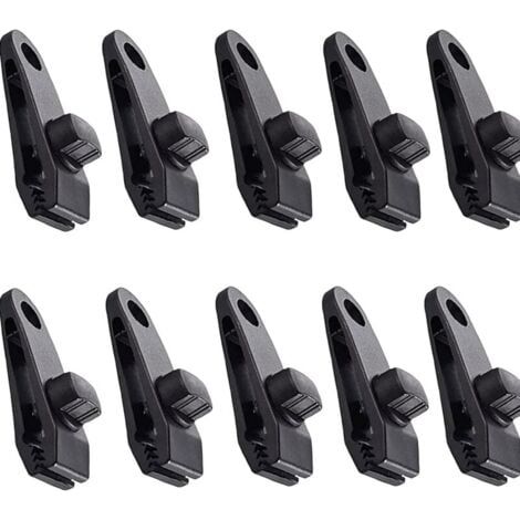 Clips de bâche 10 pièces Clips de tente pinces d'auvent pince d'auvent pour auvent de camping pinces de bâche clips de bâche auvents pour activités de plein air noir (1/5)