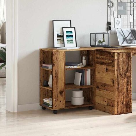 Meuble de Rangement sur Roulettes en Bois d'Ingénierie, Style Vintage, 60x35x75 cm, Armoire de Stockage Mobile pour Salon ou Bureau (1/5)