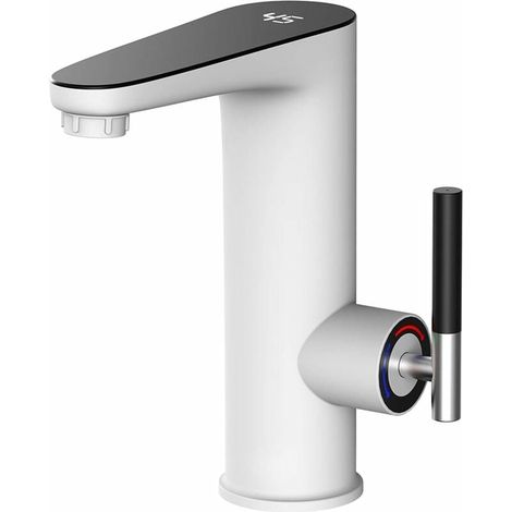 Bathroom Faucet, 3200W Instant Electric Water Heater, With LED Temperature Display, Single Handle Sink Faucet (White) (1/4)