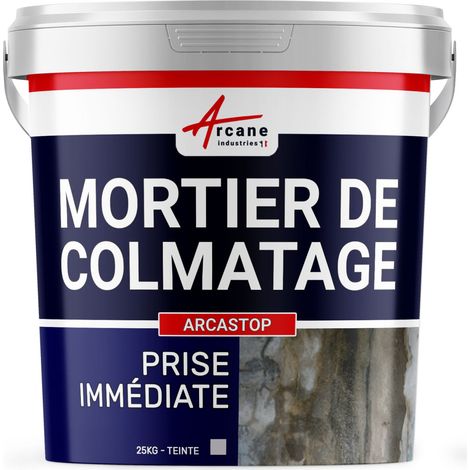 Arcane Industries – Mortier étanche stop fuite béton – Colmatage rapide pour fissures et joints – Prise instantanée au contact de l'eau – 25 kg