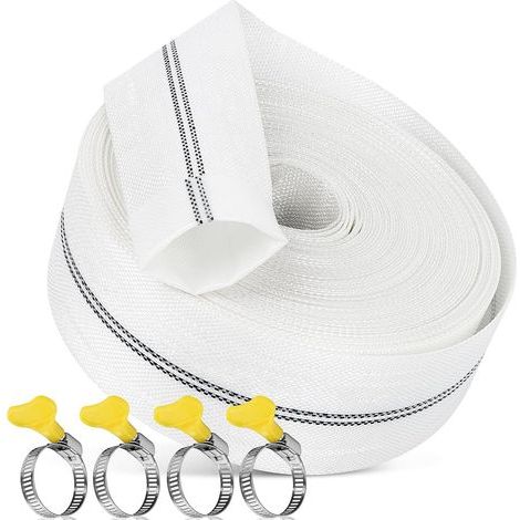 Flachschlauch 32 mm, 20 m, Polyestergewebe, 4 Stahlschellen, für Tauchpumpe, Poolentwässerung (1/5)